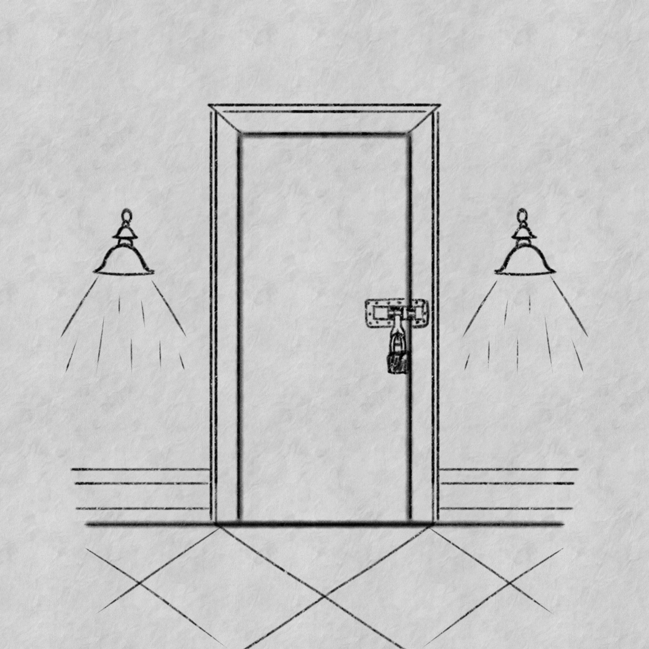 Sketch of a featureless, locked door